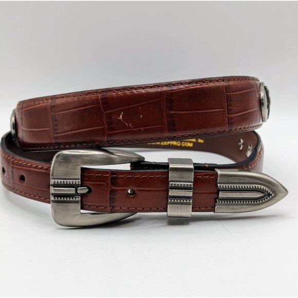 ZEP-PRO BU Boston University Mens NCAA Leather Belt Size 38 Terriers Brown - Picture 2 of 4